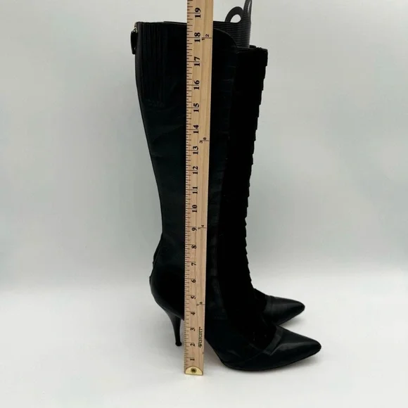 Oscar De la Renta 2009 Y2K Leather Italian Knee High Boots 41